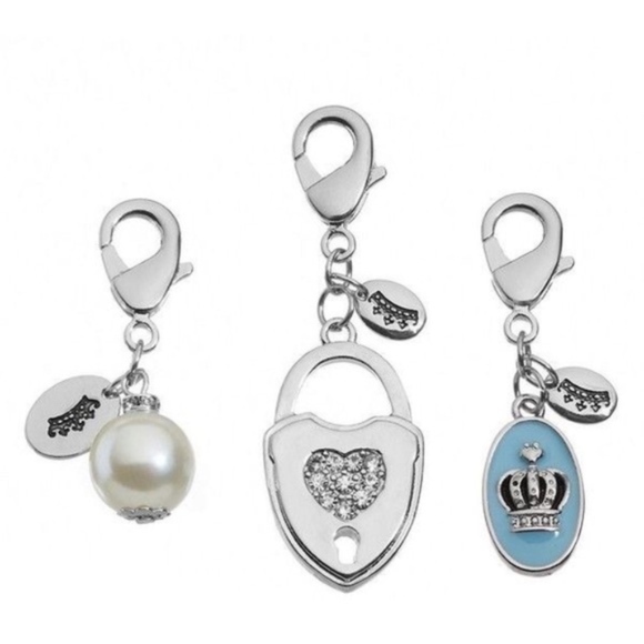 Juicy Couture Jewelry - JUICY COUTURE Silver Lock, Crown, Pearl Charm Set